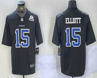 Mens Dallas Cowboys #15 Ezekiel Elliott Black Throwback With 1960 Patch Vapor Limited Stitched Jersey